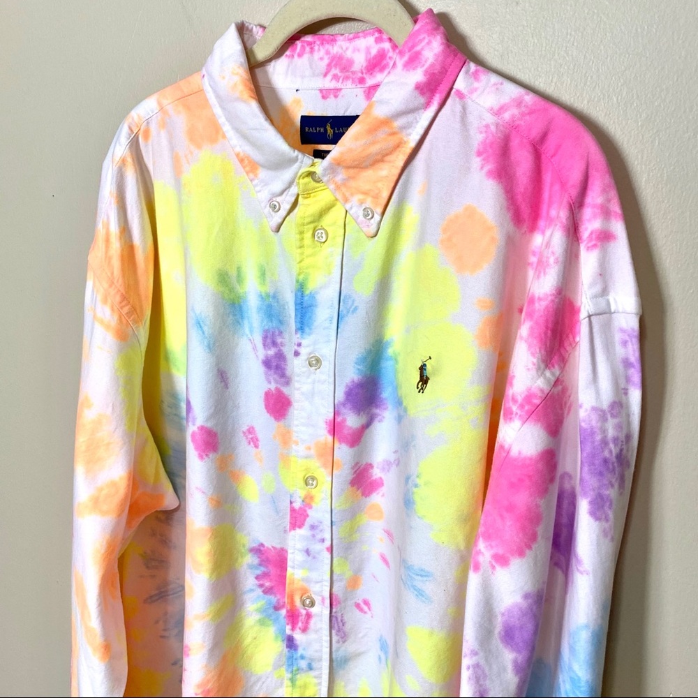 RALPH LAUREN Big Fit Tie Dye Shirt XL - Picture 6 of 14